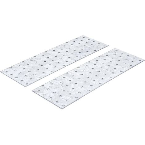 Assortiment de Tôles d Acier Perforées 2 pcs 300 x 100 x 2 mm - Acier Résistant et Polyvalent - D-Work