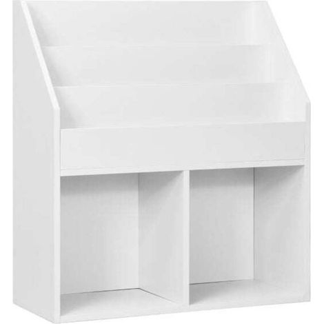 Rangement pratique bibliothèque enfant en bois blanc, 3 niveaux et 2 étagères ouvertes, hauteur adaptée aux enfants (1/5)