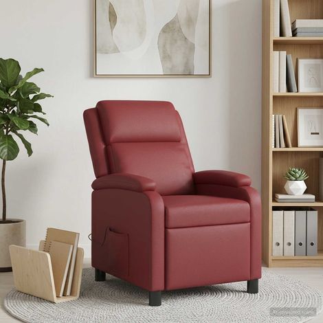 vidaXL Silla de masajes reclinable Rojo vino Cuero sintético (1/5)