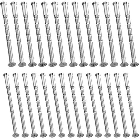 100 Pièces M3/M4 Manchons de Vis de Poignée de Porte de Connexion, Vis de Connecteur de Meuble M3 et M4 avec Manchons, Vis de Manchon Connexion à Longueur Réglable pour Armoire (1/5)
