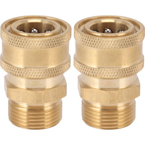 Lot 2 adaptateurs M22 cuivre pur – kit déconnexion rapide – trou intérieur 15mm/0.59in – nettoyeur haute pression