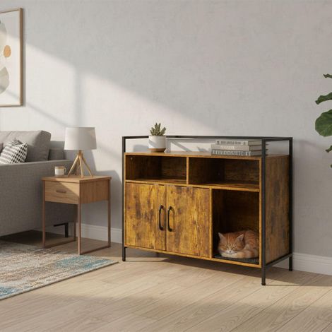 Katzenstreu schrank mit aufbewahrungsmoglichkeit und streumatte