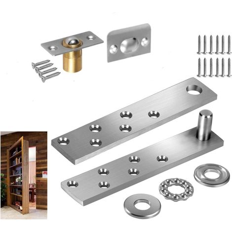 Lot de 1 Paire de charnières pivotantes invisibles pour portes  Capacité de charge élevée (200 lb)  Idéales pour portes en bois, bibliothèques secrètes, portes dérobées et placards escamotables