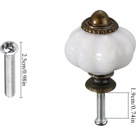 VURAHOME -12Pcs Bouton De Meuble 30Mm Boutons De Portes Pour Placards Vintage Bouton De Porte Ceramique Avec 12 Vis Bouton De Meuble Porcelaine Blanc Pour Tiroir Armoire (1/4)
