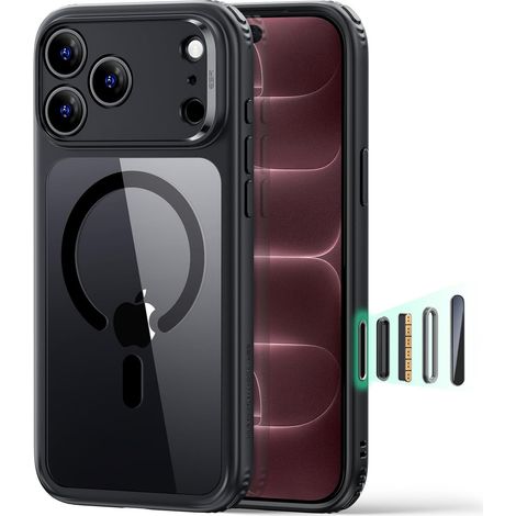 Coque pour iPhone 17 Pro Max Commande de la Caméra, Noir Transparente (1/5)