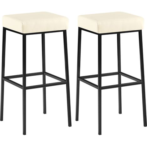 2er Set Barhocker Montreal Kunstlederbezug creme schwarz (1/5)