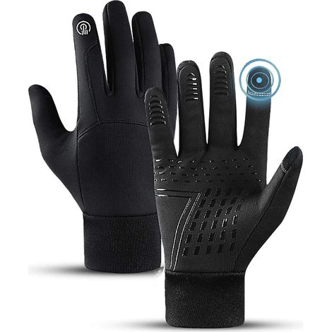 Gants de cyclisme d'hiver chauds avec fonction tactile, imperméables et antidérapants pour vélo, moto, ski, snowboard, course à pied et randonnée. Idéaux pour le vélo, la moto, le ski, le snowboard et (1/5)