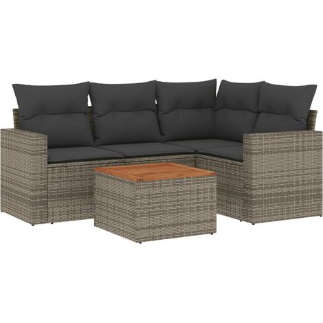 Maison Exclusive - 5-tlg. Garten-Sofagarnitur mit Kissen Grau Pol