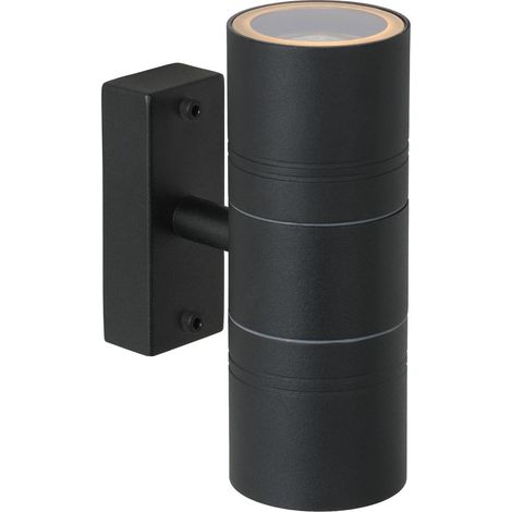 Spot Mural Extérieur - Ø 6,3 cm - LED - GU10 - 2x5W 2700K - IP44 - Noir (1/5)