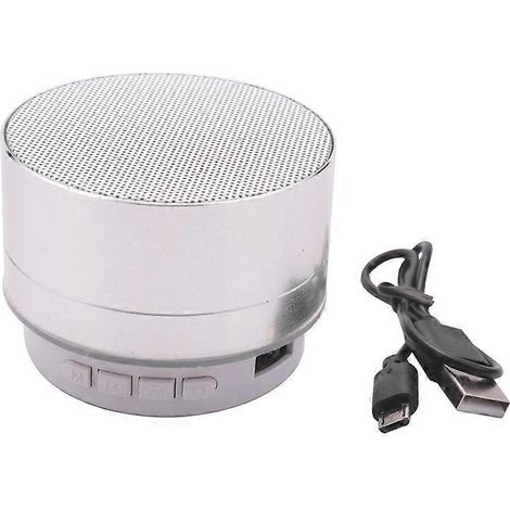 Mini enceinte Bluetooth sans fil Super Bass Gris argenté-- (1/5)