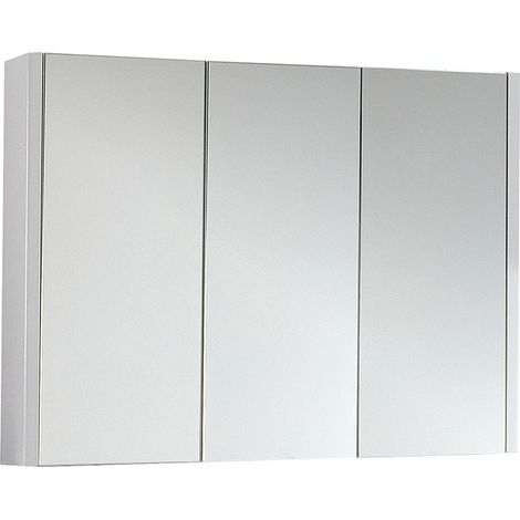Milano Lurus White Wall Mounted Bathroom Mirrored Door Cabinet - 899mm x 650mm (3 Door) (1/5)