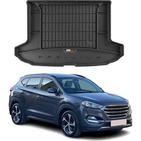 OMAC Tapis de Coffre 3D TPE Premium Compatible avec Hyundai Tucson 2015 à 2023, Bac de Protection de Coffre Intérieur antidérapant Revêtement de Coffre Bords Hauts pour Voiture Noir (1/5)