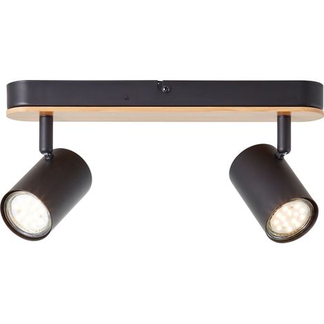 Brilliant Niels Spotbalken 2flg schwarz matt/natur, Metall/Bambus, 2x LED, GU10, 10 W (1/5)