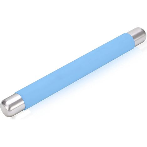 Silicone Rolling Pin Non-Stick Surface for Baking Pie Crust, Biscuits, Pastry, Fondant, Internal Steel Dough Roll 13.8 x 1.5 Inches (Blue) (1/5)
