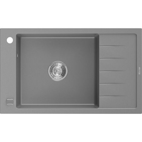 Mexen Elias évier en granit à 1 cuve avec un égouttoir court 795 x 480 mm, Gris - 6511791005-71 (1/5)