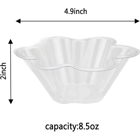 Lot de 100 bols à dessert en plastique transparent en forme de fleur (250 ml) – Gobelets jetables pour glace et yaourt pour fêtes, buffets et glaces (1/5)