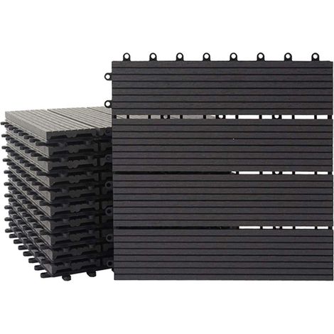 [NON UTILIZZATO] Piastrelle pavimentazione da esterno Rhone T831 WPC 30x30cm 11 pezzi 1mq antracite lineare