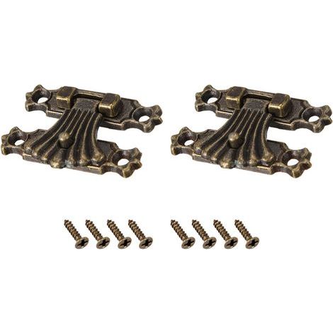 Bascule Loquet Verrouillage (37mm x 27mm) 2pcs, Zinc Alliage Moraillon Loquets - pour Armoires Boîtes Valises, Bronze Ton (1/5)