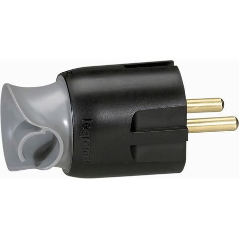 Ficha plástica de orientación del cable 2p+t 16 A macho negro