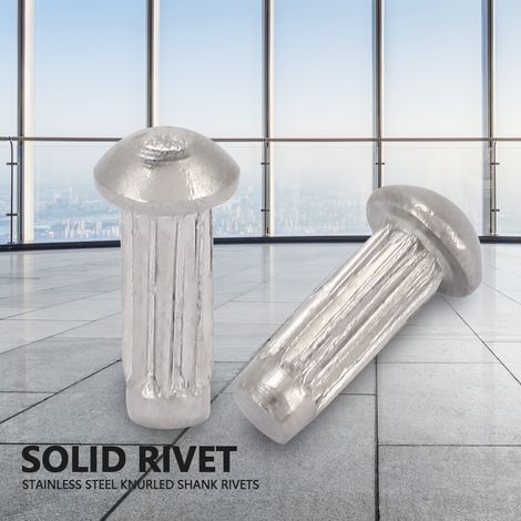 Lot de 100 rivets solides inox M2 tête ronde tige moletée (M2x6) pour assemblage et réparation (1/5)