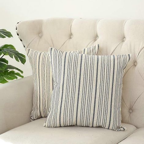 Housses de coussin décoratives grises et crème style ferme 45 x 45 cm - Accent moderne (1/4)