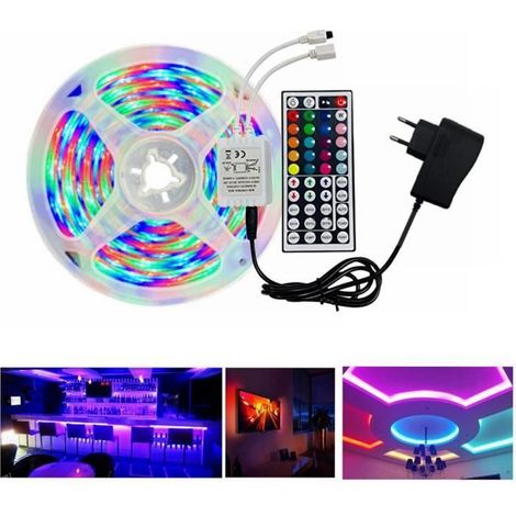 Bande lumineuse LED 5M RGB avec télécommande 44 touches (1/4)