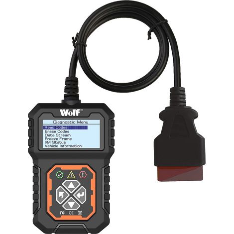 OBD2 Code Reader Scanner Wolf Diagnostic OBDII / EOBD Automotive Vehicle Fault Detection