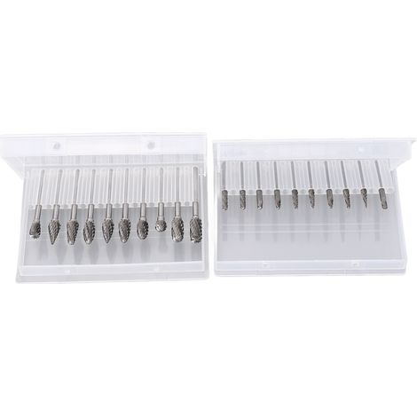 Ortviai Jeu de 20 fraises carbure de tungstène double coupe pour gravure, menuiserie et polissage – tige 3,17 mm (1/5)