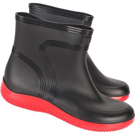 Bottes de pluie homme mi-mollet imperméables, antidérapantes, pour le travail en extérieur, chasse, pêche et lavage de voiture, noires et rouges, pointure 38 (1/5)