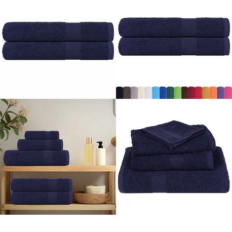vidaXL Serviettes 2 pcs bleu marine 100x200 cm 360 g/m² 100% coton (1/5)