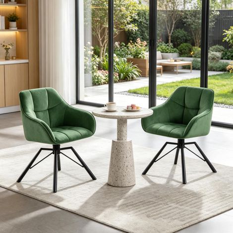 MEUBLIV Sedia da pranzo 57x54x82,5 cm verde scuro – girevole a 360°, set di 2 (1/5)