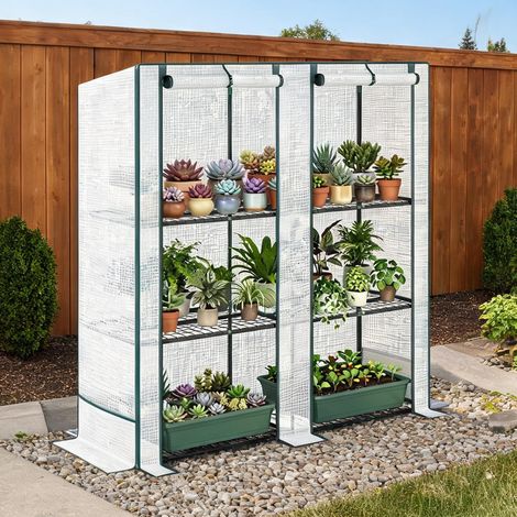 Serre de jardin en acier plastique 144 x 48 x 152 cm (1/5)