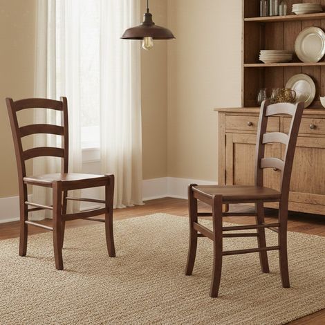 Dmora Juego de 2 sillas clásicas de madera, para comedor, cocina o sala de estar, Made in Italy, cm 44x45h87, Asiento h cm 47, Color nogal (1/4)