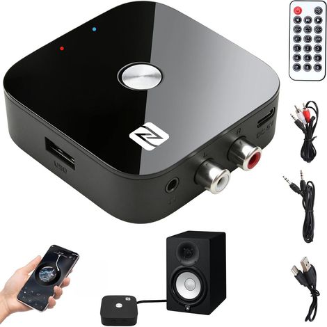 Récepteur Bluetooth 5.3 Audio sans Fil, Adaptateur RCA Jack 3.5mm Adaptateur Bluetooth 5.3 à faible latence avec double connexion, compatible amplificateurs, enceintes et système audio (1/5)