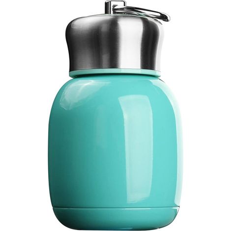 Kompakte, auslaufsichere Mini-Thermoskanne, geeignet für heiße und kalte Getränke, 200 ml, blau. (1/5)