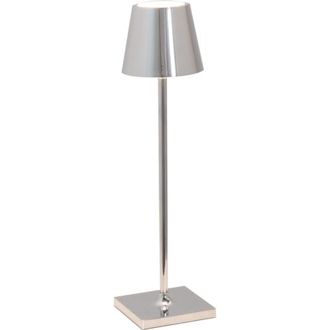 Lampe De Table Led Poldina Pro Micro Chrome Poli, Rechargeable Et Dimmable Avec Une Autonomie Allant Jusqu'À 12 Heures