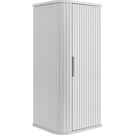 Armoire de toilette, blanc, poignée argenté, 79 x 35,5 x 31,5 cm (1/5)