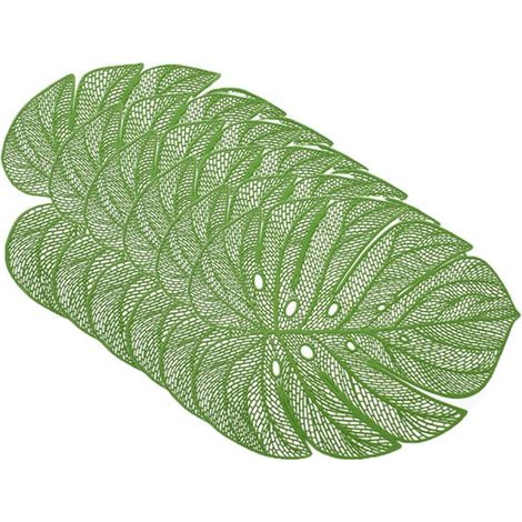 Napperons - 6 pièces - 46x37 cm - PVC - Feuilles - Set de table - Vert - Dessous de Assiettes - Décoration de table - Accessoires de décoration de table de Cuisine - Décoration de table - Sets décorat (1/5)