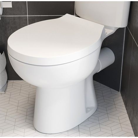 Soft Close Toilet WC Seat D Shape Bottom Fix White Bathroom Modern Polypropylene