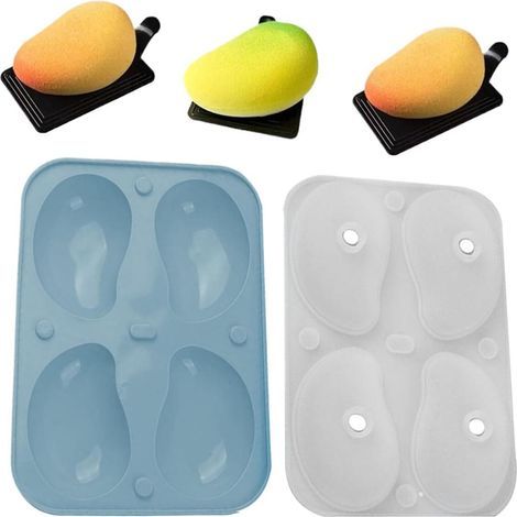 Mangoform 3D Mango Silikonform Dessert Silikon Kakform med 4 Fack, 19 14 5cm (1/5)