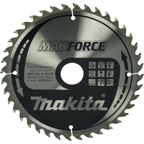 Makita B-32340 Makforce Lama per sega circolare 190x30 mm per legno (1/2)