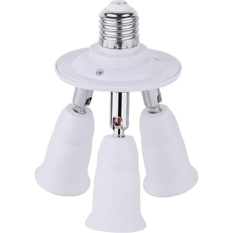 E27 Triple for LED Bulb Screw, 360° Adjustable, AC 220-240V, 3 E27 Adapter for Ceiling Bulb Holder, Adjustable E27 Socket Extension Lighting for Studio/Garage, White