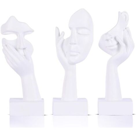 Lot de 3 Petites Statues de penseur – Figurines Blanches abstraites pour décoration d'intérieur, Appartement, bibliothèque
