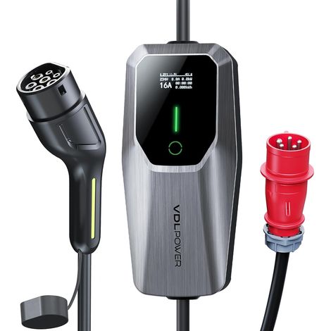 Electric Car Charger, 11KW EV Charger Type 2, EV Charger Mobile Wallbox Charging Station Adjustable 6-16A 5 Metres, Charging Cable Compatible with EV PHEV (1/5)