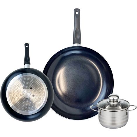 Ensemble de 2 Poêles de cuisson 20 et 28 cm et 1 faitout 12 cm Elo Prima Brillant (1/5)