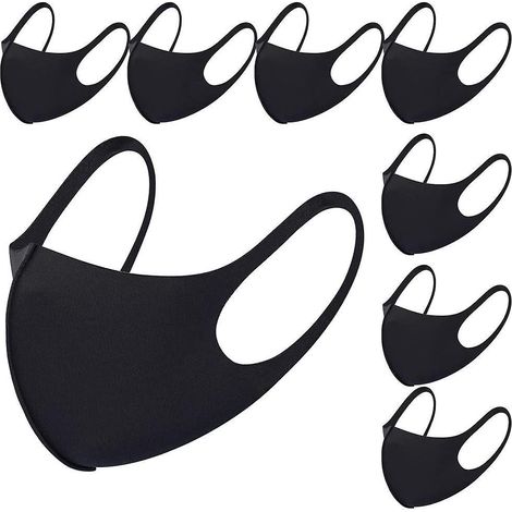 Atmungsaktive Stoffmaske mit Ohrschlaufen, wiederverwendbar, weich, waschbar, strapazierfähig für den täglichen Gebrauch in der Öffentlichkeit, Schwarz (1/5)
