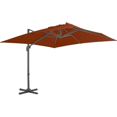 Ampelschirm mit Aluminium-Mast 300x300 cm Terrakotta