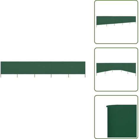 The Living Store Paravent 5 panneaux Tissu 600 x 160 cm Vert - Paravent anti-vent (1/5)