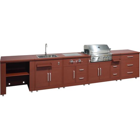 Cuisine d'extérieur 5 éléments dont 2 modules de cuisson brique (1/5)