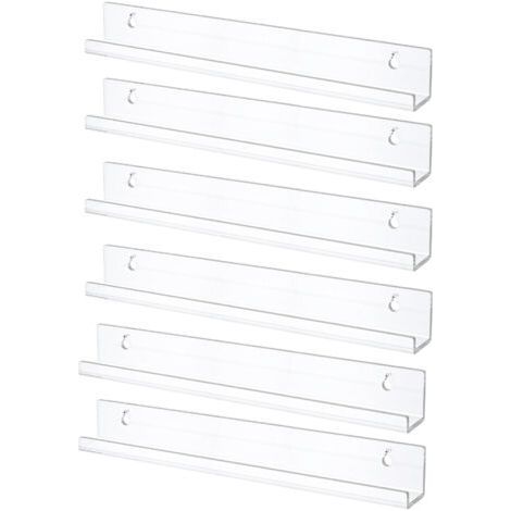 Floating Vinyl Record Shelves, Set of 6 Clear Acrylic Wall Shelves 38cm, Decoration for Books/Photos/Makeup, Bedroom, Living Room, Bathroom, Storage and Organization (1/5)